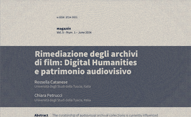 Pubblicazione di “Rimediazione degli archivi di film: Digital Humanities e patrimonio audiovisivo”